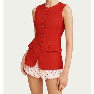 Posse Red Sleeveless Top with Ruffle Detail